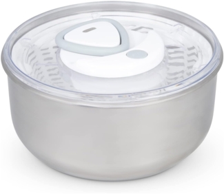 Zyliss Easy Spin 2 Salatschleuder, Fassungsvermögen 6L, Edelstahl, Weiß, Salattrockner inklusive Salatschüssel, Aquavent Technologie