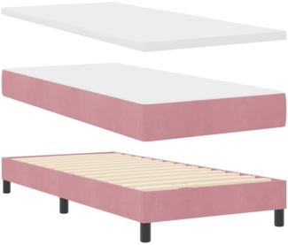 vidaXL Boxspringbett mit Matratze Schwarz 100x200 cm Velvet Rosa 3341509