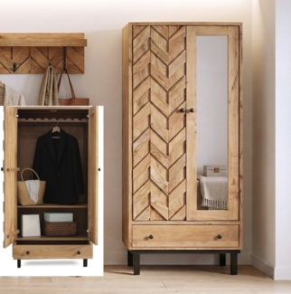 Garderobenschrank 88x192cm 'Ontario' Akazie massiv