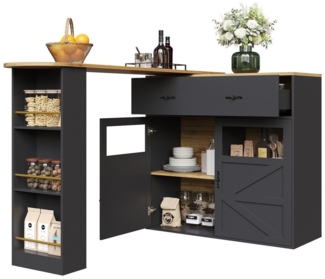 MODFU Bartisch 360° Drehbarer Bartisch,Kücheninsel, Reversibel Tisch (Ausziehbarer Bartisch 138-204×39×104cm mit Stauraum, 360° Drehbar, Modernes Design für Esstisch, 1-St, 138-204×39×104cm), 360° drehbare Essbar mit Stauraum