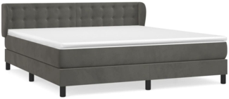 vidaXL Boxspringbett mit Matratze Dunkelgrau 180x200 cm Samt 3127746