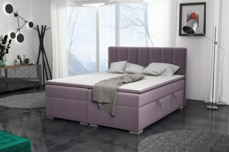 Boxspringbett Schlafzimmerbett LAURIN 200x200cm Stoff Jasmine Flieder