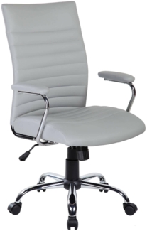 Dmora Stuhl mit Rädern Gaspeite, Chefsessel mit Armlehnen, Ergonomischer Bürostuhl, 57x59h100/109 cm, Grau