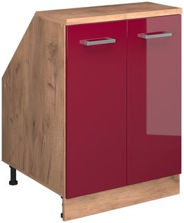 Dachschrägenschrank Rion Rot Hochglanz 60x81.6 cm mit 2 Türen, Schrankkorpus 60 cm Tiefe Vicco