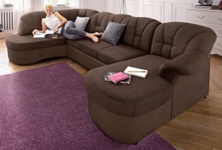 DOMO collection Wohnlandschaft Flores auch in Leder-Bezug, B/T/H: 293/180/86 cm, U-Form, 3 Teile, wahlweise mit Bettfunktion, wahlweise mit Federkern