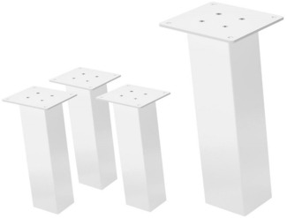 ML-DESIGN Tischbein 4er Set Tischbeine schräg Möbelfüße und Tischgestell aus Stahl, Bankkufen I-Design 30cm Weiß glänzend Möbelbeine 96° Neigung