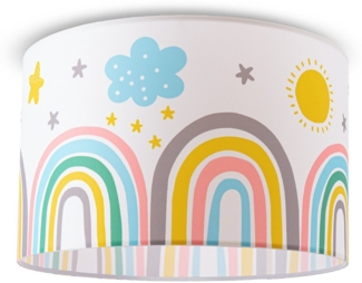 Paco Home Deckenleuchte Tweet 462, ohne Leuchtmittel, Lampe Kinderzimmer Deckenlampe Regenbogen Sonne Wolken Sterne E27