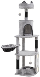 COSTWAY Kratzbaum, Katzenbaum, mit Kratzbrett, Katzenhaus, Hängematte