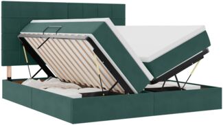 vidaXL Bett mit LED-Lichtleisten Dunkelgrün 180 x 200 cm Samt 3372884