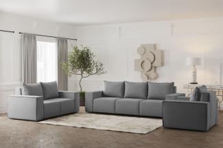 Sofaset Designersofa ESTELLE 3-2-1 in Stoff Opera Velvet Grau