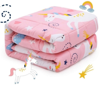 SiviO Gewichtsdecke Kinder Therapie-Bettdecke Weiche Kuschelige Bettdecke, für natürliche Erholung und Schlaf, 90×120cm, Rosa Einhorn, 1.3kg