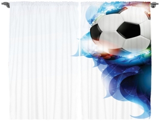 Abakuhaus Gardine Schlafzimmer Kräuselband Vorhang mit Schlaufen und Haken, Fußball Ball Graphic Game Sport