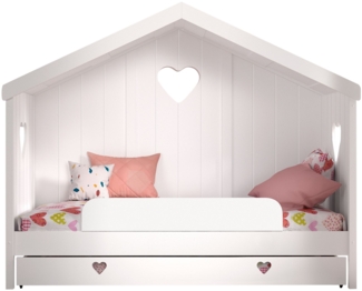 Hausbett Kamila 4 213x99x172 mit Rücken Kinderbett Massivholz+MDF Weiß