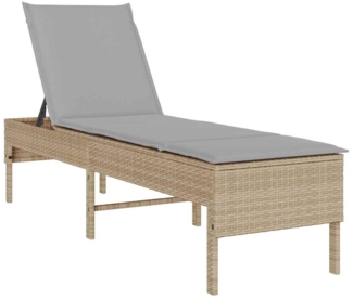vidaXL Sonnenliege mit Auflage Beige 55x200x44 cm Poly Rattan 4104103