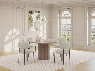 Vente-unique - TAMARZO Esstisch Holz, Platte BraunSchokoladenbraun - B 120 cm x H 76 cm x L 120 cm