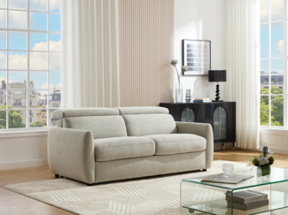 Vente-unique - 3-Sitzer-Schlafsofa mit Schlaffunktion aus hellgrauem Stoff SOVALI