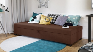 Einzelbett Misti - Sofa mit Bettkasten, Schlafsofa, Bettsofa, Farbauswahl, Bettgestell, Komfortbett, Bett für Jugendzimmer, Schlafmöbel (Braun (Lux 12))