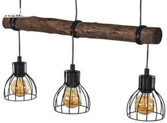 hofstein Pendelleuchte »Selci« längliche Vintage Hängelampe aus Metall, ohne Leuchtmittel, Höhe 152, 5cm, 3xE27, Retro mit Holzbalken