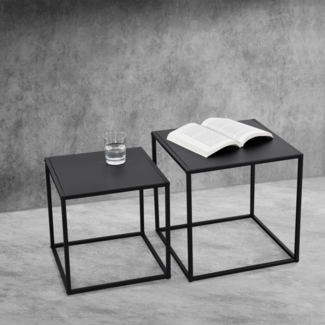 Beistelltisch Morsum 2er Set Industriedesign Schwarz [en. casa]