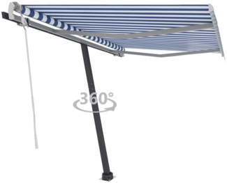 vidaXL Standmarkise Manuell Einziehbar 350x250 cm Blau/Weiß 3069716