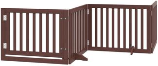 vidaXL 4-tlg. Hundetor mit Tür Faltbar Braun 320 cm Pappelholz 352265