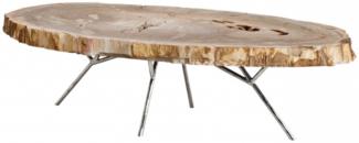 Casa Padrino Luxus Art Deco Designer Couchtisch aus versteinertem Holz - Wohnzimmer Salon Tisch - Limited Edition