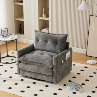 LVHOM Drehsessel Dreh-Loungesessel 360°, XXL Sitzbreite, Seitentasche, 150kg Tragkraft, 92 x 74 x 67 cm
