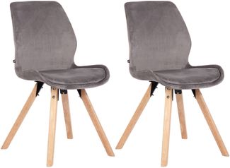 CLP 2er Set Stuhl Luna Kunststoff Stoff Samt Kunstleder,grau Samt