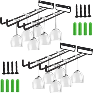 Weinglashalter Bar Zubehör 4 Stück Metall Unter Schrank Hängend 30cm Schwarz