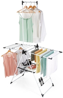 EASYmaxx Wäscheständer mit Kleiderstange 138 x 61 x 200 cm schwarz/weiß klappbar