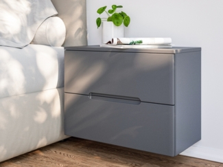 Nachttisch Talo 60cm 2 Softclose-Einzüge mit Greifraum Wandmontage grau matt : Grau matt