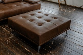 KAWOLA Hocker WIOLO Leder dunkelbraun 42 x 110 x 110 cm