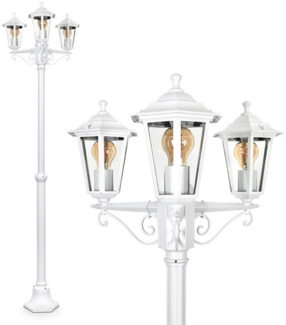 hofstein Außen-Stehlampe Wegeleuchte aus Metall/Glas in Weiß/Klar, ohne Leuchtmittel, Kandelaber, Gartenbeleuchtung IP44, 3xE27, ohne Leuchtmittel