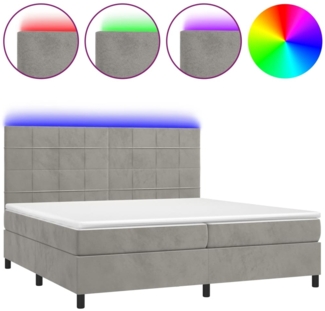vidaXL Polsterbett mit Matratze & LED Hellgrau 200x200 cm Samt, Härtegrad: H2 [3136143]