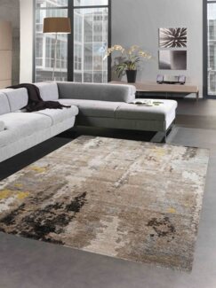 Carpetia Teppich modernes Design Wohnzimmer Flur braun beige - pflegeleicht, rechteckig, Höhe: 13 mm