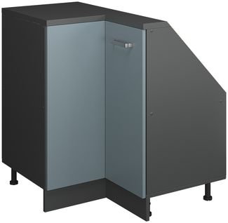 Eck-Küchenschrank für Dachschrägen R-Line Blau-Grau 75.6 cm mit 1 Tür Vicco