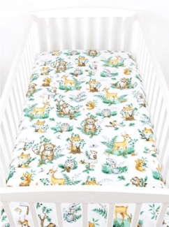 BabyLux Spannbettlaken SPANNBETTLAKEN 70x140 Spannbetttuch Baumwolle Kinder Baby Babybett, 123. Waldtiere