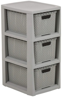 BranQ Regal 1725, Rattanregal mit 3 Körben 3x7L