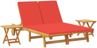 vidaXL Sonnenliege mit Kissen Rot Massivholz Akazie 3407703