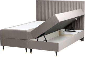 Boxspringbett mit Stauraum Samtstoff DAME 160 x 200 cm Taupe