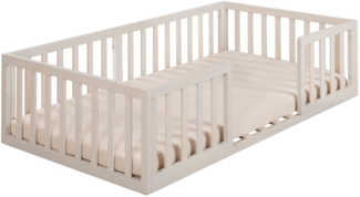 roba Montessori Bodenbett 70 x 140 inkl. Lattenrost & Rausfallschutz - Stone Washed