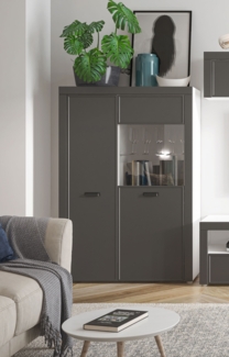 Standvitrine "Modena" Glasvitrine 100cm weiß MDF graphit matt