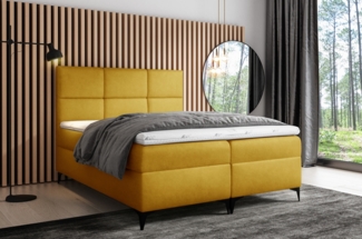 99rooms Ozzy Boxspringbett Velours 140x200 cm Gelb