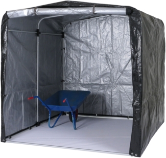 Gerätehaus HWC-N61, Gartenschuppen Geräteschuppen Gartenhaus, Alu UV-Schutz wasserfest, 201x201x201cm ~ anthrazit