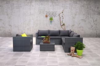 MONTANA Polyrattan Ecklounge Gartenmöbel Sitzgruppe grau