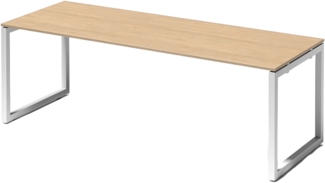 Bisley Cito Schreibtisch 220x80 cm, Tischplatte in Ahorn, O-Gestell in Weiß - Bürotisch & Computertisch, PC Tisch für's Büro, Arbeitshöhe: 74 cm, DOF2208-MP-396