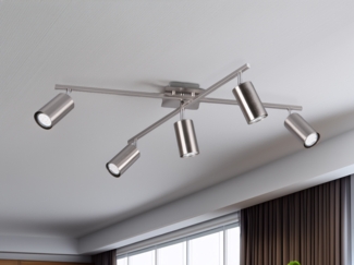 Deckenstrahler MARLEY Silber 5-flammig, verstellbare Spots, Breite 77,5cm