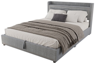 REDOM Polsterbett Doppelbett Ambientelicht am Ende des Bettes, App verstellbar (Bett kann angehoben und abgesenkt werden, USB-Anschluss am Kopfende des Bettes, großer Stauraum 160x200 cm), ohne Matratze