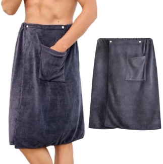 OKWISH Saunatuch Herren Saunakilt Saunahandtuch Duschtuch Badetuch, (70x140 cm Frottee mit Gummizug und Druckknöpfen), saugfähig waschbar bis 60 °C für Wellness Spa Sauna und Urlaub