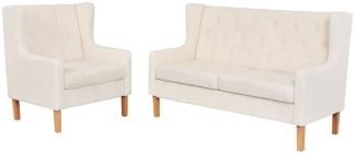 Sofa-Set 2-tlg. Stoff Cremeweiß [274928]